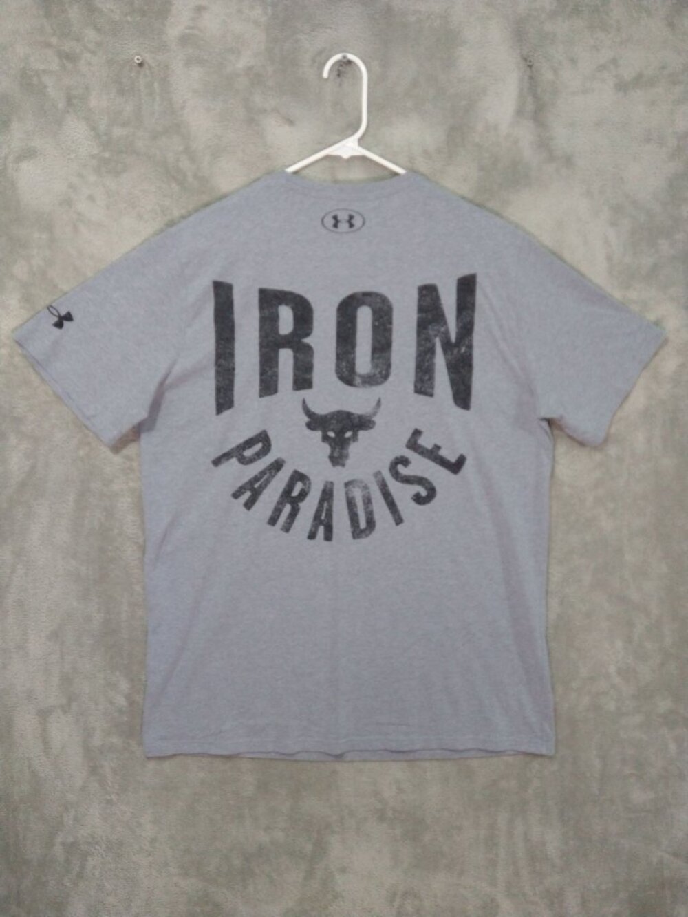 Under Armour Shirt Mens XXL Gray Project Rock Iron Paradise Short Sleeve